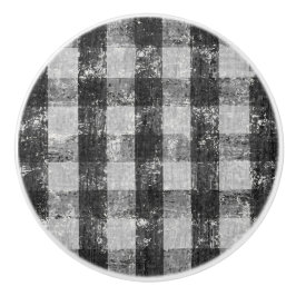 Rustikales Bauernhaus Black n White Gingham Karo F Keramikknauf