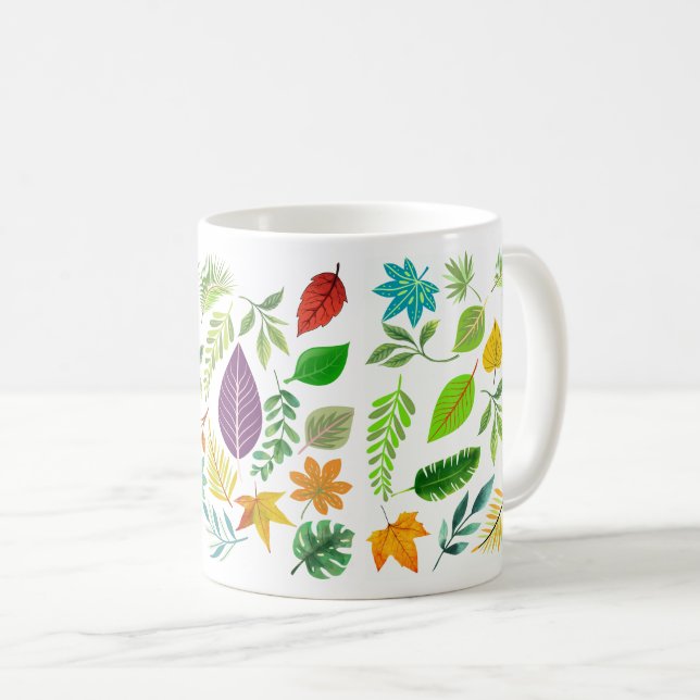 Rustikales Bauernhaus-Blätter | Herbst-Keramik Kaffeetasse (VorderseiteRechts)
