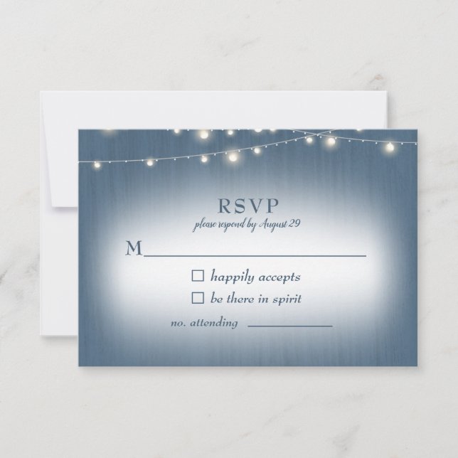 Rustikales Bauernhaus Blue Lights Wedding RSVP (Vorderseite)