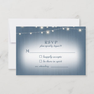 Rustikales Bauernhaus Blue Lights Wedding RSVP Karte