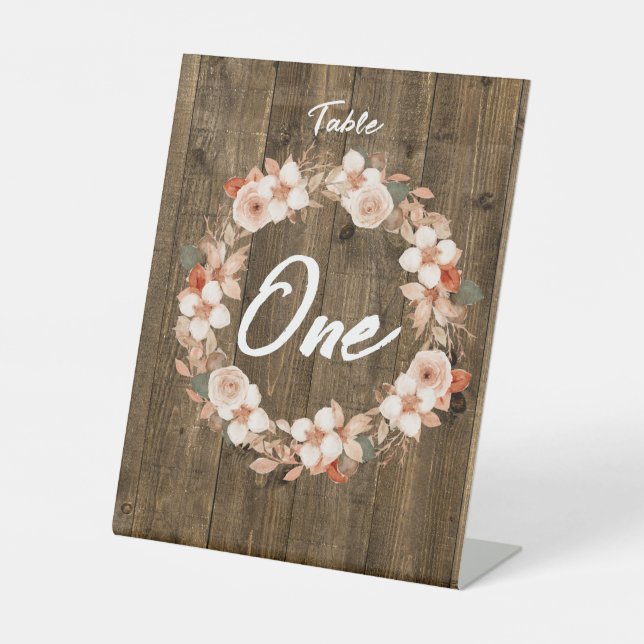 Rustikales Bauernhaus Boho Holz Grain & Blume Sockelschild (Vorderseite)