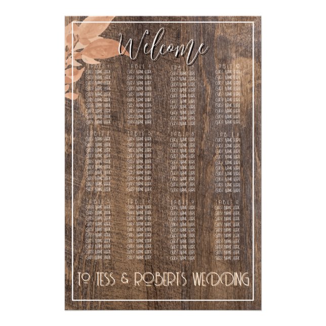Rustikales Bauernhaus Boho Woodgrain Elegantes Blu Fotodruck (Vorne)