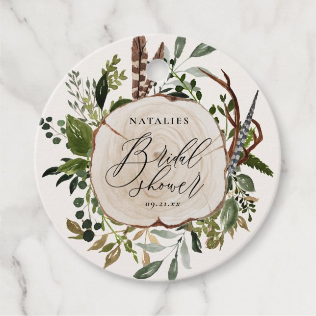 Rustikales Bauernhaus botanisches Brautparty Geschenkanhänger (Vorderseite)