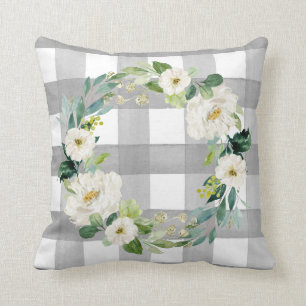 Rustikales Bauernhaus Buffalo Karo Hütte Grau flo Kissen