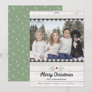 Rustikales Bauernhaus   Buffalo Karo Weihnachten Karte