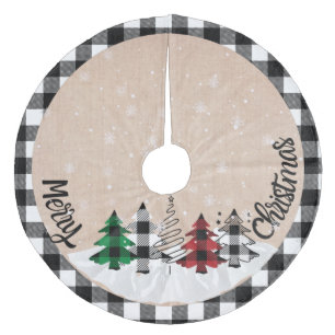 Rustikales Bauernhaus Burlap Buffalo Karierte Weih Fleece Weihnachtsbaumdecke