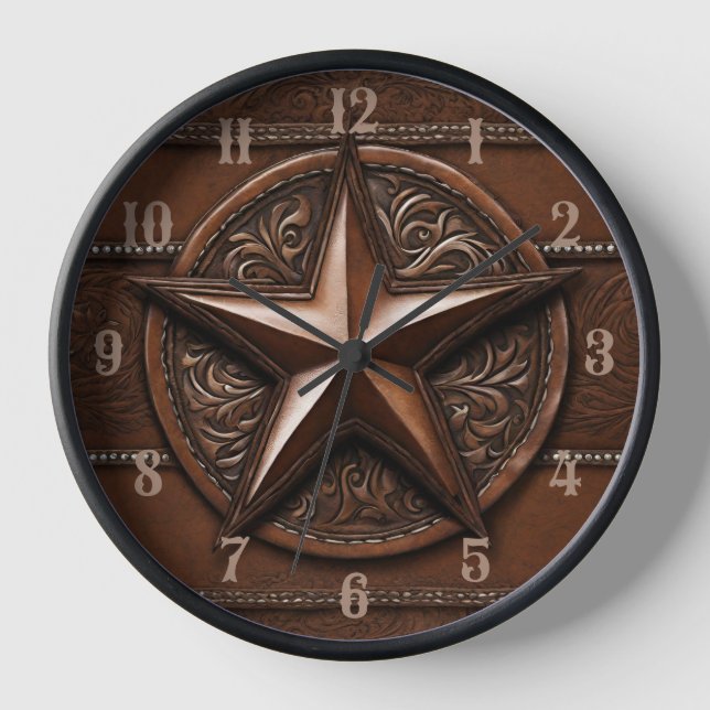 Rustikales Bauernhaus Cowboy Western Country Texas Uhr (Vorderseite)