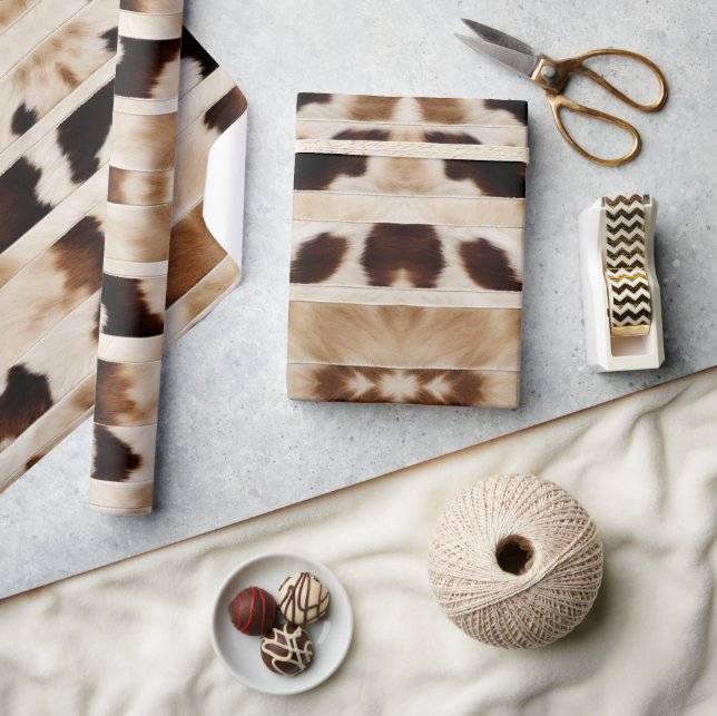 Rustikales Bauernhaus Cowboy Western Landkuh Print Geschenkpapier (Kunsthandwerk)