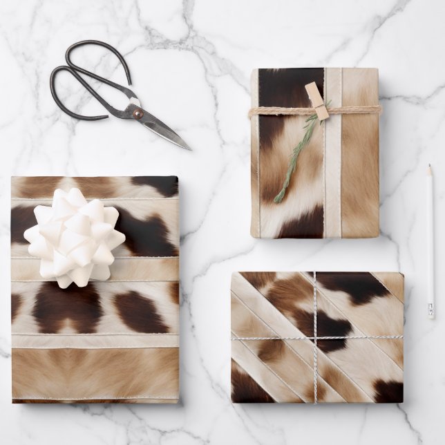 Rustikales Bauernhaus Cowboy Western Landkuh Print Geschenkpapier Set (Vorderseite)