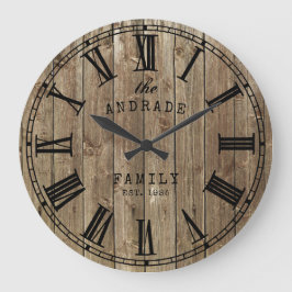 Rustikales Bauernhaus Familienname Holzplanks Land Große Wanduhr