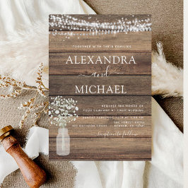 Rustikales Bauernhaus Gipskraut Jar Wedding Einladung