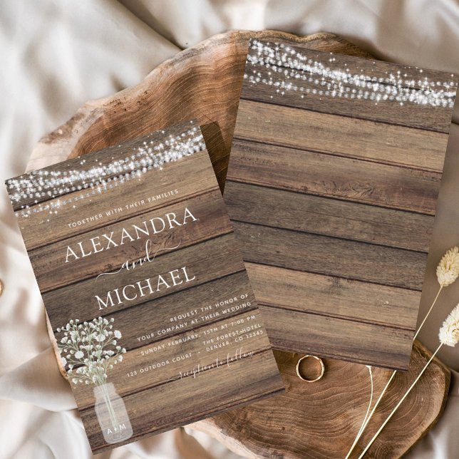 Rustikales Bauernhaus Gipskraut Jar Wedding Einladung (Von Creator hochgeladen)