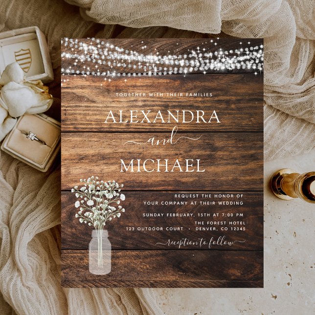 Rustikales Bauernhaus Gipskraut Jar Wedding Flyer (Von Creator hochgeladen)