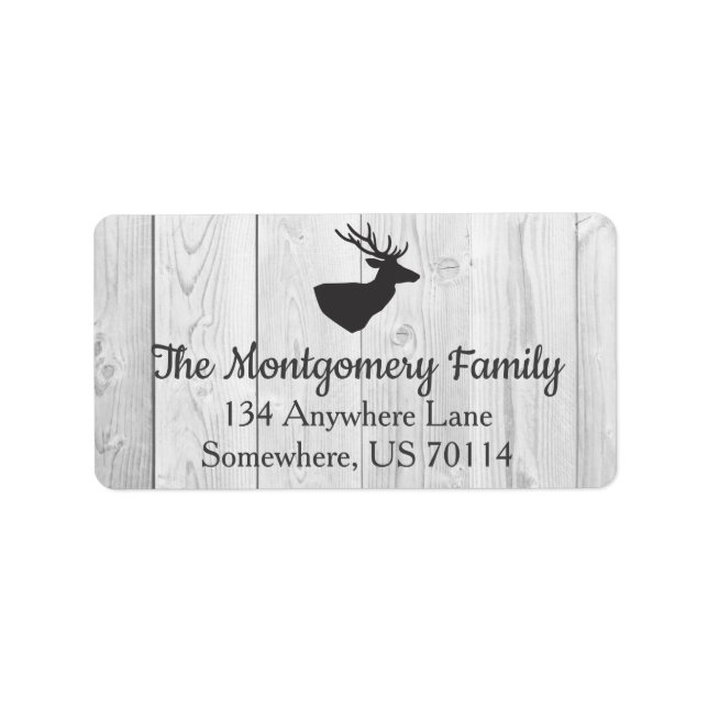 Rustikales Bauernhaus Graue Hirsche und weiße Holz Adressaufkleber (Vorne)