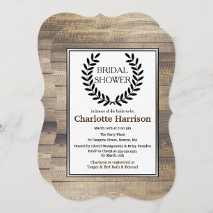 Rustikales Bauernhaus Holz Black Laurels Brautpart Einladung