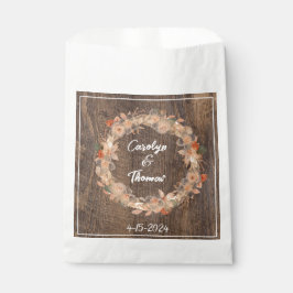 Rustikales Bauernhaus Holz Grain Pink Blume Hochze Geschenktütchen