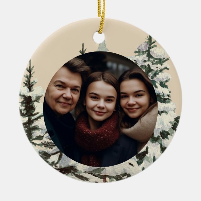 Rustikales Bauernhaus Landweihnacht Keramik Ornament (Vorne)