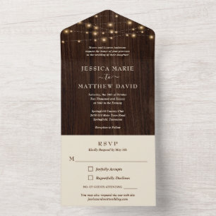 Rustikales Bauernhaus-Lichter Hochzeit All In One Einladung