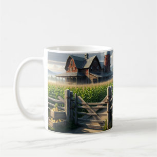 Rustikales Bauernhaus mit einem Maisfeld Ai Kunst Kaffeetasse