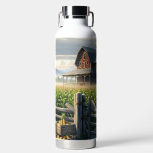 Rustikales Bauernhaus mit einem Maisfeld Ai Kunst Trinkflasche