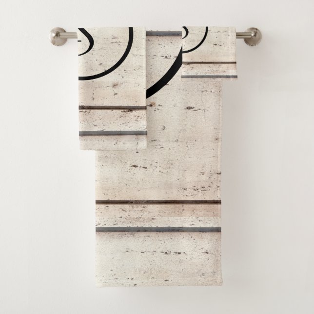 Rustikales Bauernhaus-Monogramm-Tuch-Set Badhandtuch Set (Insitu)