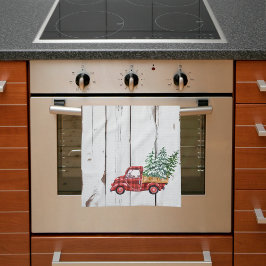 Rustikales Bauernhaus Not leidender Holzroter LKW Geschirrtuch