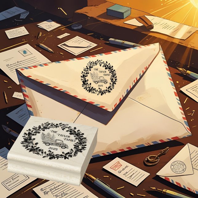 Rustikales Bauernhaus Not leidender Holzroter LKW Gummistempel (Von Creator hochgeladen)