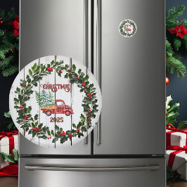 Rustikales Bauernhaus Not leidender Holzroter LKW Magnet