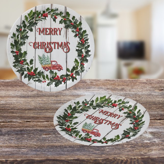 Rustikales Bauernhaus Not leidender Holzroter LKW Pappteller (Von Creator hochgeladen)