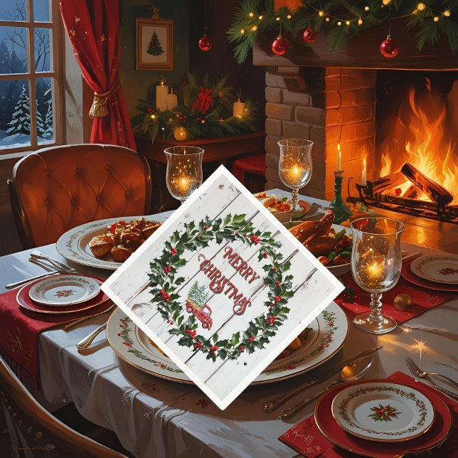 Rustikales Bauernhaus Not leidender Holzroter LKW Serviette (Von Creator hochgeladen)