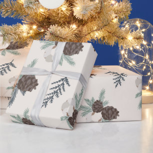 Rustikales Bauernhaus Pinecone Weihnachtswrapping  Geschenkpapier