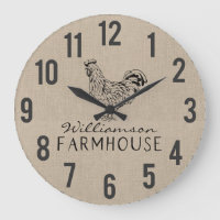 Rustikales Bauernhaus Rooster Burlap Familienname