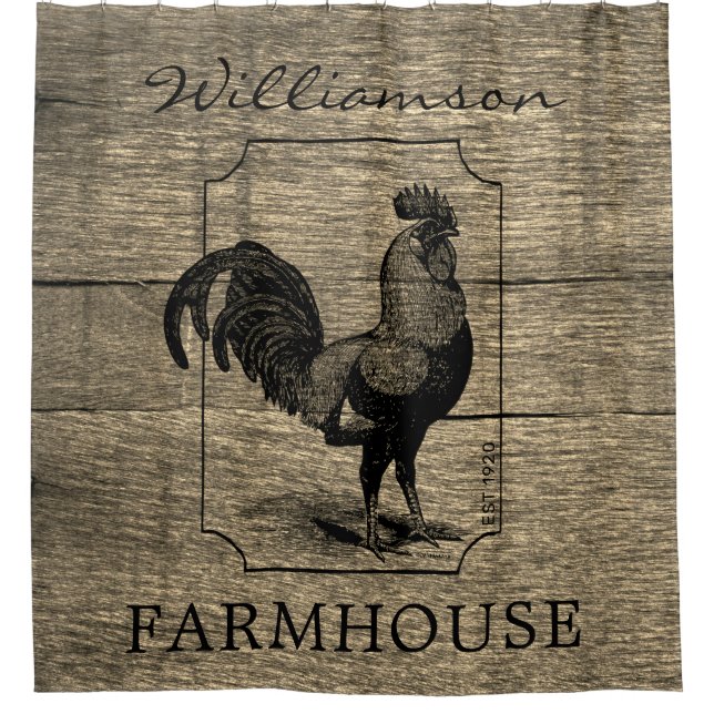 Rustikales Bauernhaus Rooster Familienname Barnhol Duschvorhang (Vorderseite)