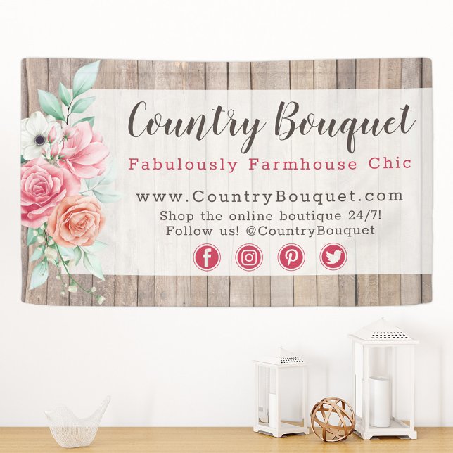Rustikales Bauernhaus Rose Boutique Banner (Von Creator hochgeladen)