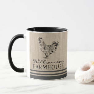Rustikales Bauernhaus Russel Familienname Burlap Tasse