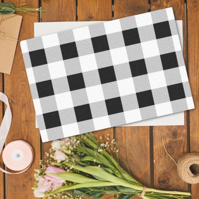 rustikales Bauernhaus Schwarz-weißes Büffel karier Seidenpapier (rustic farmhouse black white buffalo plaid party tissue paper)