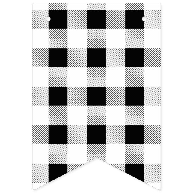 rustikales Bauernhaus Schwarz-weißes Büffel karier Wimpelkette (Erste Fahne)