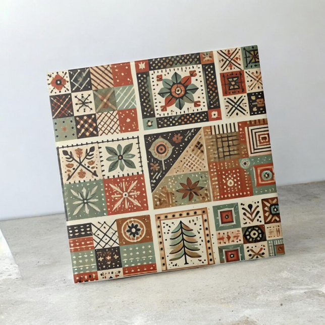 Rustikales Bauernhaus Terracotta Quilt Patchwork B Fliese (Von Creator hochgeladen)