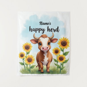 Rustikales Bauernhaus Wall Art - [Name]'s Happy He Wandteppich