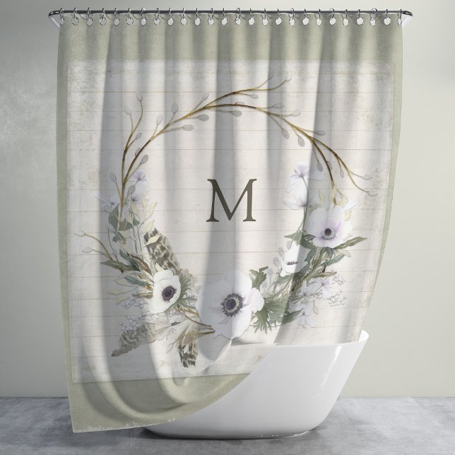 Rustikales Bauernhaus Wasserfarbener Kranz Duschvorhang (Von Creator hochgeladen)