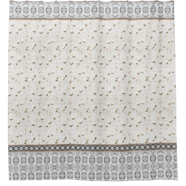 Rustikales Bauernhaus Wasserfarbenladung Baumwollb Duschvorhang (Vorderseite)