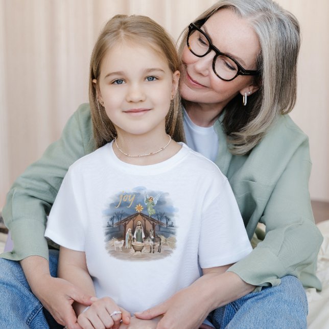 Rustikales Bauernhaus Weihnachten Joy Nativy Kleinkind T-shirt (Get your little one into the holiday spirit with our festive Christmas Kids T-Shirt! 🎅)