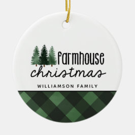 Rustikales Bauernhaus Weihnachten Rotes Kariertes Keramik Ornament