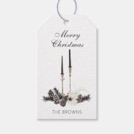 Rustikales Bauernhaus Weihnachtskerzen & Pinecones Geschenkanhänger