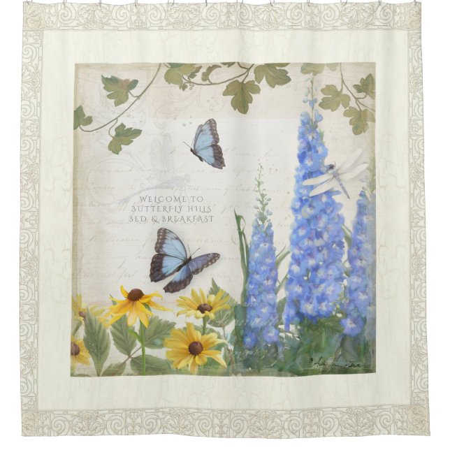 Rustikales Bauernhof-Haus-Vintage Duschvorhang (Vorderseite)