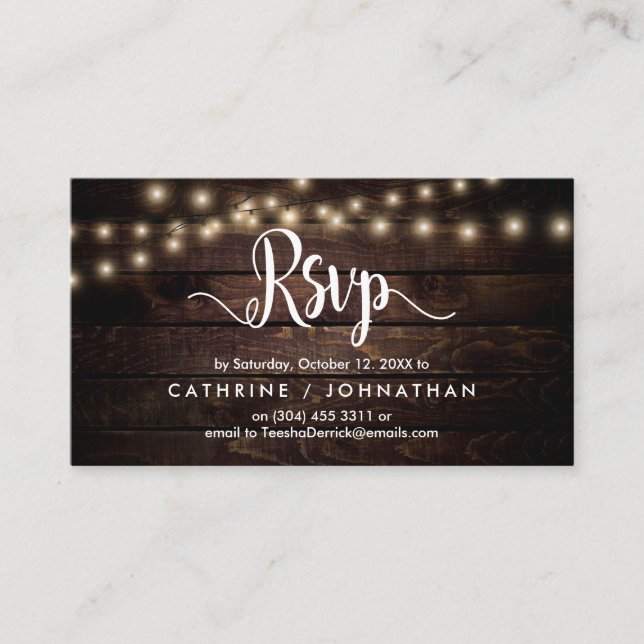 Rustikales Bauernholz, Saitenleuchten, UAWG Respon Begleitkarte (Vorderseite)