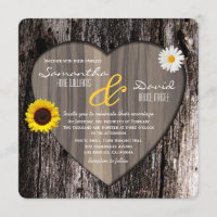 Rustikales Baumherz Sonnenblume und Daisy Hochzeit