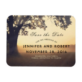 Rustikales Baumlicht Dreamy Woodland Save the Date Magnet