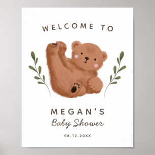 Rustikales Bear Baby Dusche Begrüßungszeichen Poster