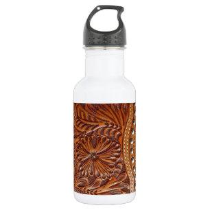 Rustikales bearbeitetes Leder des Westernlandes Trinkflasche